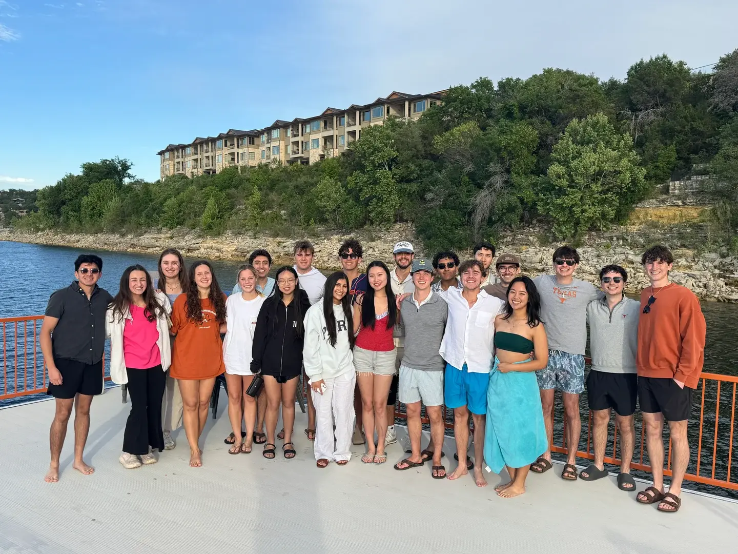 A large group of WMSO members together at a lake social.
